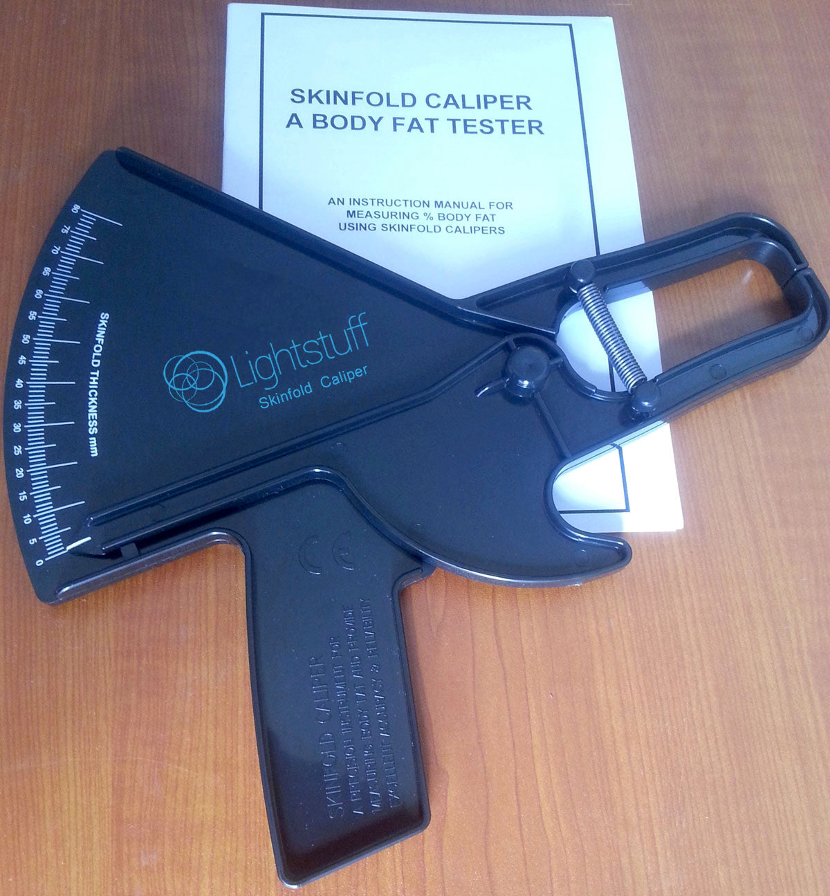 Lightstuff Precision Skinfold Caliper - Easy, Reliable Tool for Monitoring Body Fat - Quick Start Guide for Beginners, Detailed Booklet for Advanced Users - Measures up to 80mm in Skin Fold Thickness